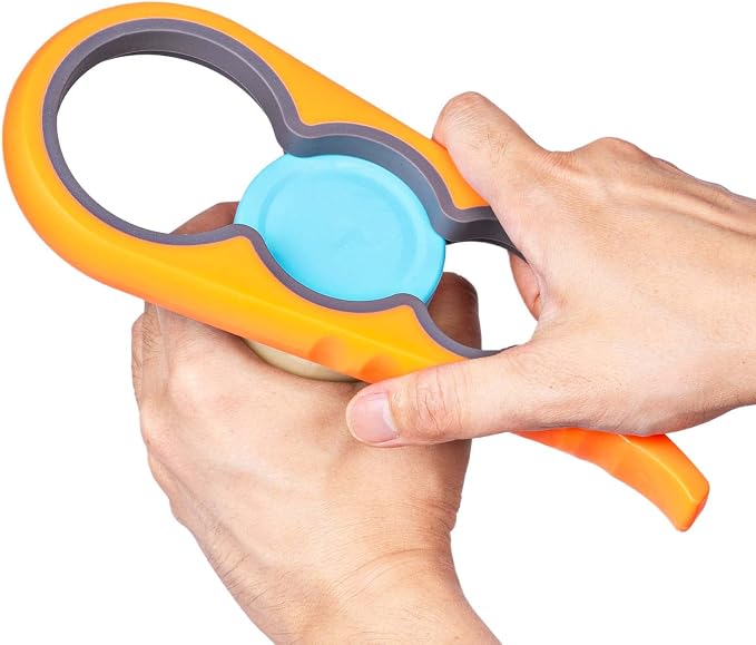 Bloss Jar Opener Bottle Opener for Seniors,Weak Hands and Arthritis,Orange | Anti-Slip Rubber Strip Inside,Eight Sizes of Circular Openings,Cap and Bottle Great Kitchen Gadgets,Useful Gifts for Elderly