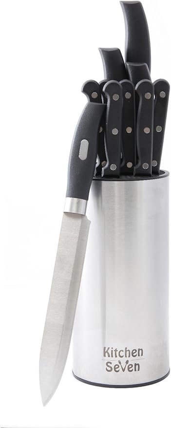Universal Knife Block - Stainless Steel Kitchen Knife Holder Without Knives - Round Space -Saver Knife Storage Stand safely stores knives while keeping blades clean and sharp
