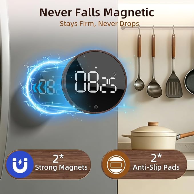 VOCOO Digital Kitchen Timer - Magnetic Countdown Countup Timer with Large LED Display Volume Adjustable, Easy for Cooking and for Seniors and Kids to Use