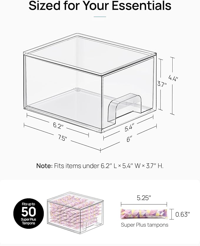 Vtopmart 6 Pack Small Clear Stackable Storage Drawers for Desk, Countertop | Bathroom Makeup Accessories Organizer, Plastic Bins For Desk, Vanity, Undersink, Medicine Cabinet ,Home Organization