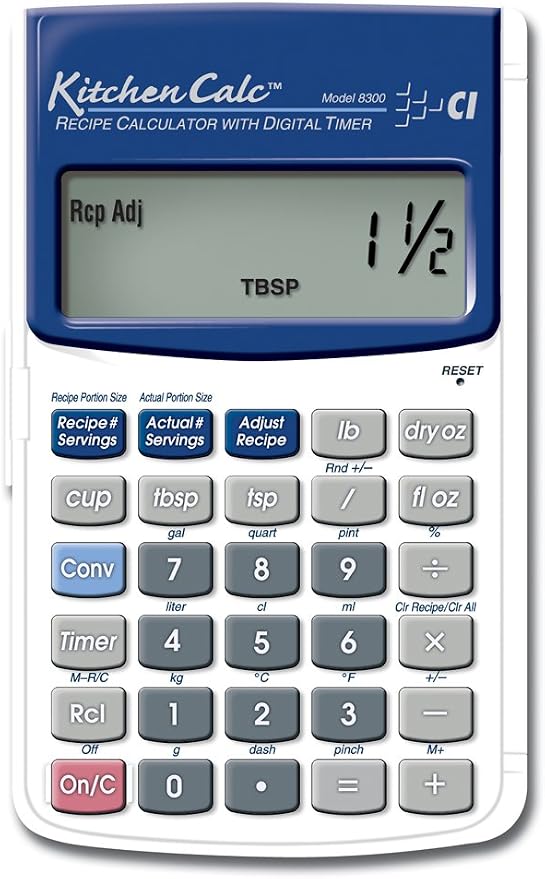 Calculated Industries 8300 KitchenCalc Recipe Conversion and Culinary Math Calculator with Digital Timer for Chefs, Culinary Students, Home Cooks and Bakers | Scale Recipes, Menu Plans, Portion Sizes | For Chefs, Culinary Students, Home Cooks & Bakers,...