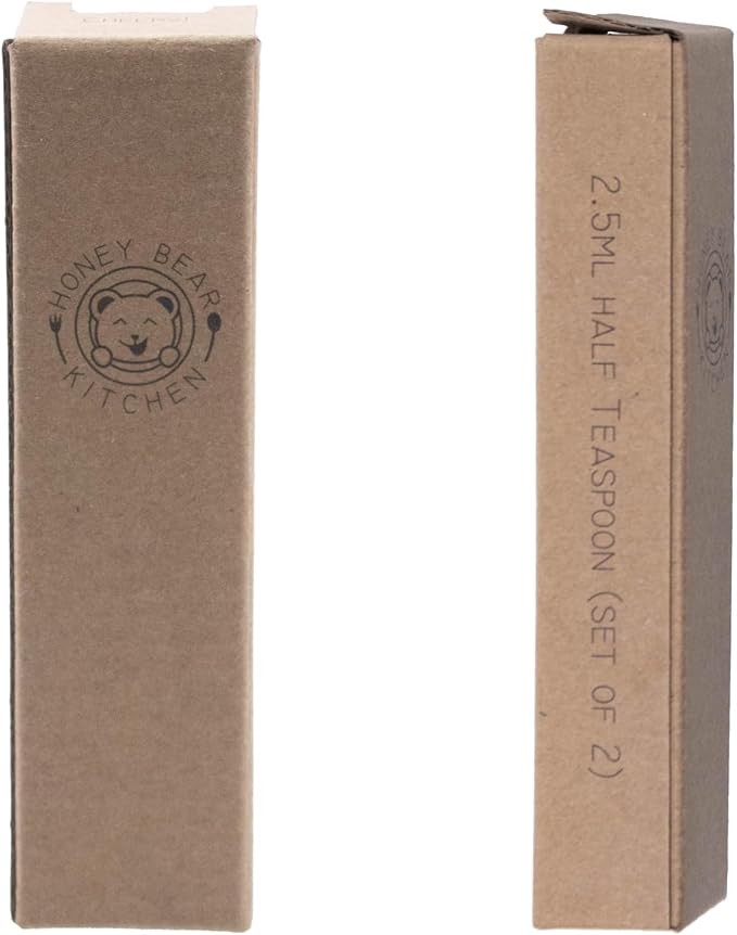 Honey Bear Kitchen 2.5 ml 1/2 Teaspoon Measuring Scoop Spoons, Polished Stainless Steel, Set of 2