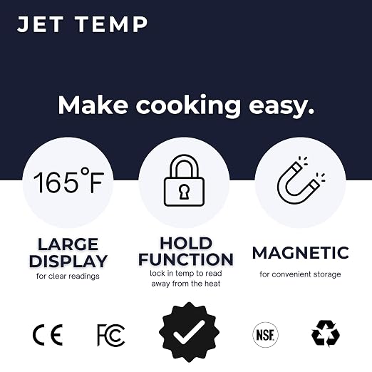 F1 Digital Meat Thermometer - Fast, Accurate, Waterproof - Great for Cooking, Grilling, Baking, Frying