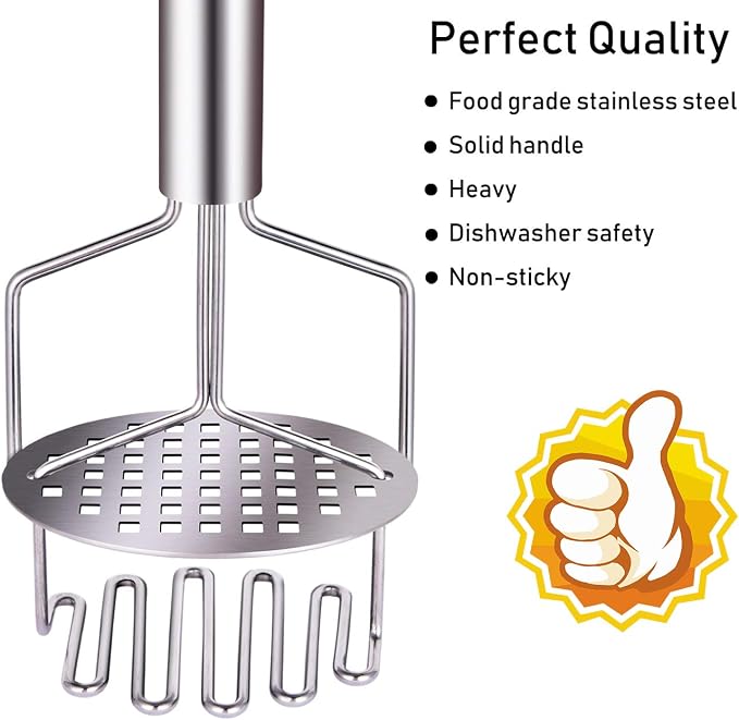 Potato Masher Stainless Steel,Dual-Press Premium Heavy Masher and Ricer Hand Tool,Perfect for Mashing Baby Food
