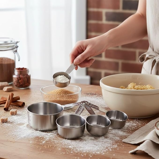 Dexam 17840994 Faringdon Set of 4 Stainless Steel Measuring Cups, 60, 80, 125, 250ml, Silver