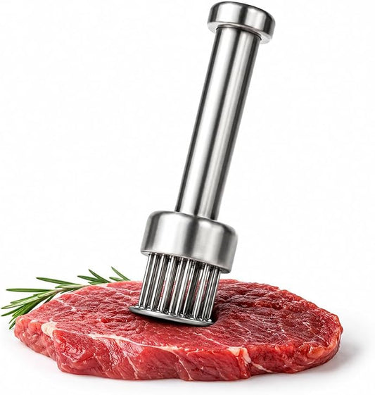 Stainless Steel Meat Tenderizer Tool with 21 Sharp Needles – Blade Tenderizer for Chicken, Beef, Steak – Heavy Duty Meat Pounder Hammer, Easy Grip Kitchen Gadget for Cooking & Chef Tools