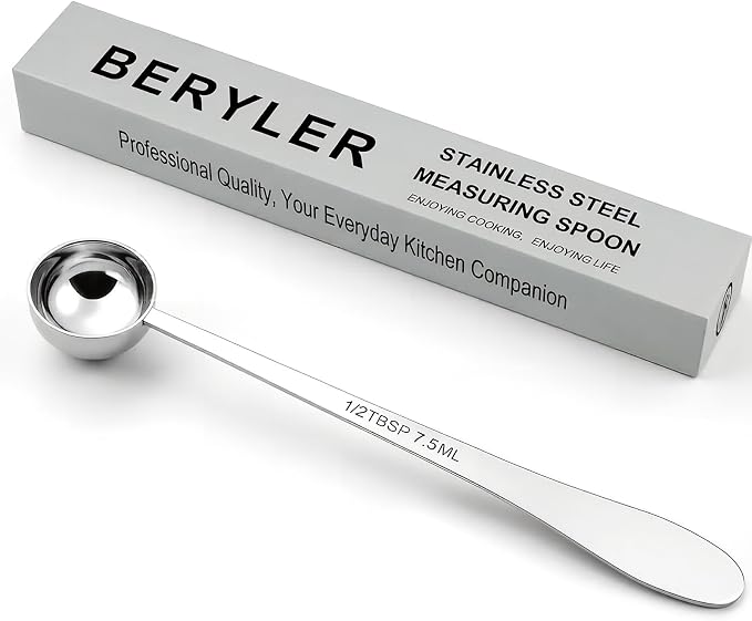 1PCS 1/2 Tablespoon(1/2tbsp, 1-1/2tsp, 7.5 ml) Single Measuring Spoon, Extra-long Handle Individual Measure Scoop, Stainless Steel Spoons Only