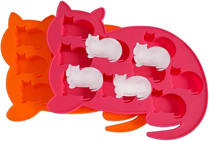 Cat Silicone Ice Cube Tray and Treat Mold, Gifts for cat Lovers, Birthday Presents Mother's Day Father's Day Christmas Gifts for Men Women Cat lovers,2 Pack
