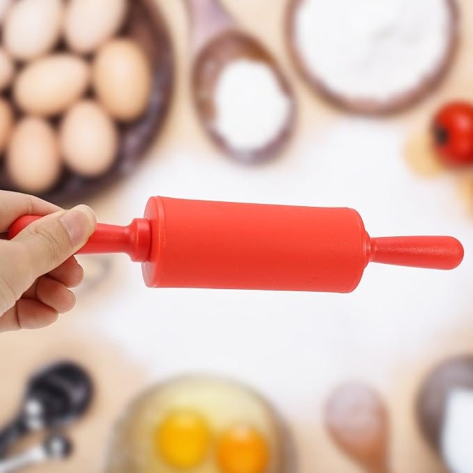 Fdit Non-Stick Silicone Rolling Pin Dough Rollers for Baking and Rolling Dough with Wooden Handle for Home Kitchen Children Cake 9 Inch(Green)