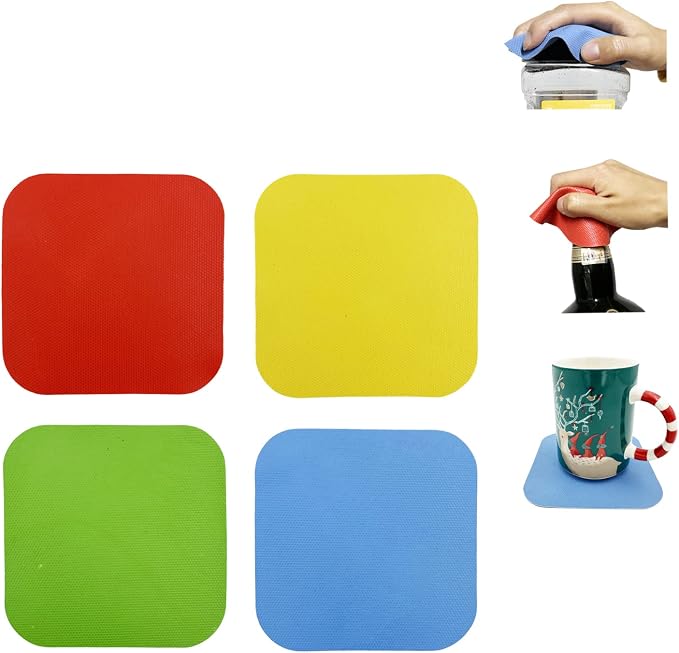 Jar Opener Kit, 5 in 1 Multi Function Can Opener, 4 in 1 Bottle Opener with Non Slip Rubber Jar Gripper Pad for Arthritis Weak Hands