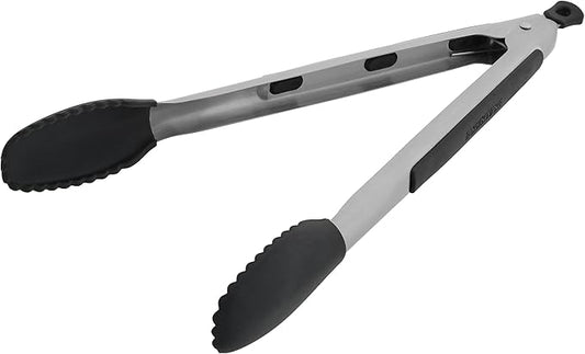 Farberware Pro Silicone Head Locking Kitchen Tongs 12 Inch - Cooking Tongs with Scalloped Tips, Ergonomic Grip, Heat Safe to 450F - Dishwasher Safe Tongs for Cooking, Grilling, Serving