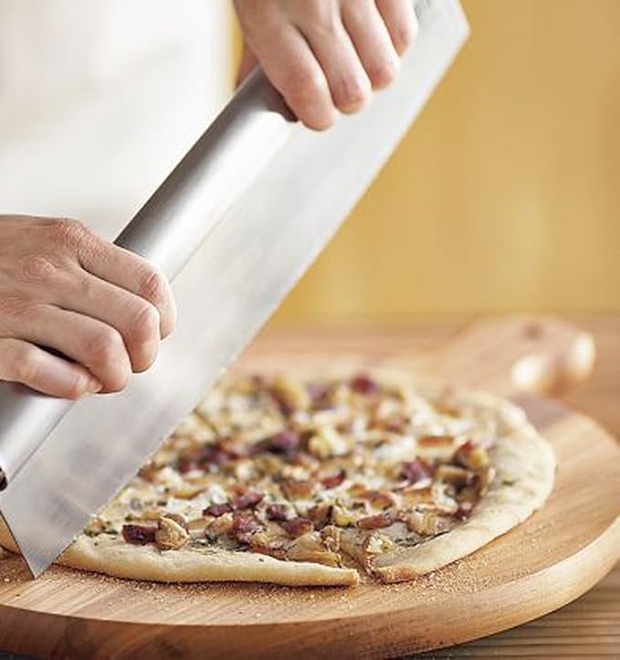HUJI 14" Pizza Cutter Rocker Style Heavy Duty Knife Blade Non-Stick Sharp Stainless Steel Dishwasher Safe (2 Pack)