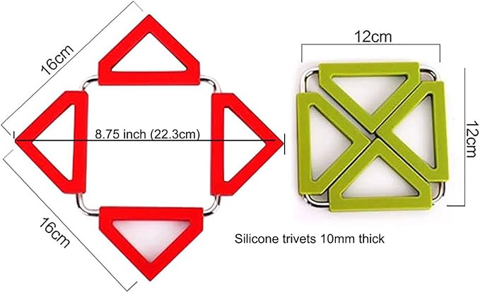 Tenta Kitchen Silicone & Stainless Steel Hot Pot Holder, Trivet Mat for Home Kitchen, Non-Stick/Non-Slip, Insulated, for Table Pad, Bowl Mats, Iron pot, Plate and Coasters
