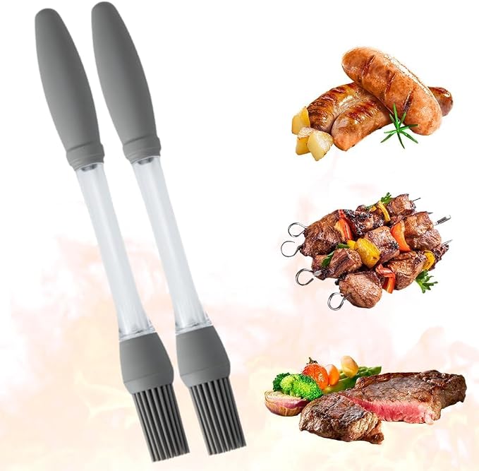 Silicone Oil Brush Basting Pastry Brush for BBQ Grilling Baking, 2026 New Heat Resistant Spread Oil Butter Sauce for Cooking, for Kitchen Gadget Home Outdoor Use (2PCS)