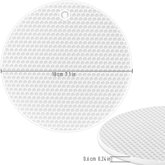homEdge Silicone Trivets Mat, 6 Packs Multipurpose Non Slip Heat Resistant Pot Holder-White