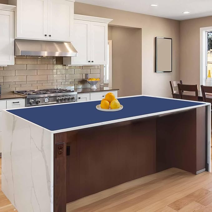 47.2"x23.6"(120cmx60cm) Large Silicone Mat for Kitchen Counter, Non-Slip Heat Resistant Countertop Protector, Waterproof Multipurpose Mat for Kitchen Island, Deep Blue