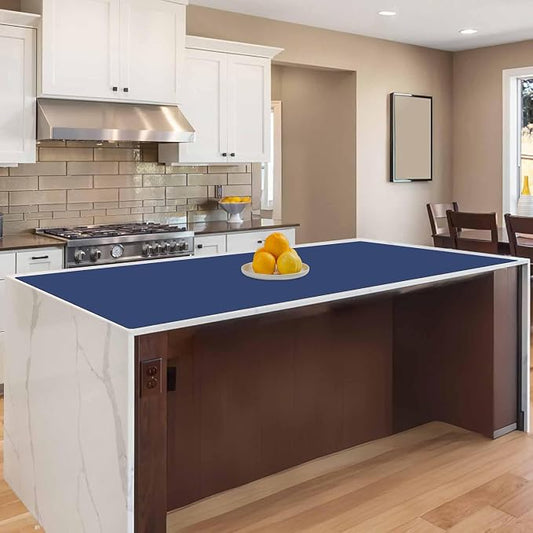 47.2"x23.6"(120cmx60cm) Large Silicone Mat for Kitchen Counter, Non-Slip Heat Resistant Countertop Protector, Waterproof Multipurpose Mat for Kitchen Island, Deep Blue