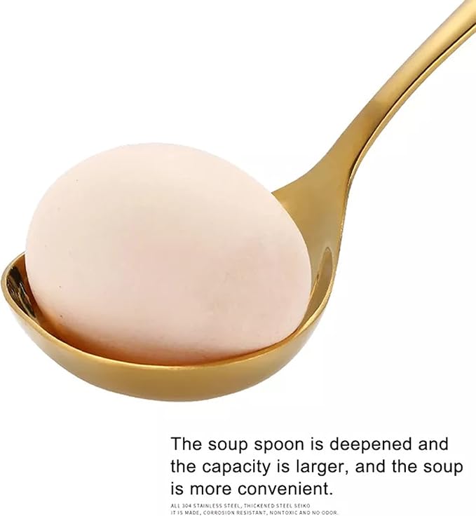 Comicfs 4 Pack Small Soup Ladles, Sauce ladles, SUS 304 Stainless Steel Small Serving Ladle, Gravy Soup Spoon Ladles 8-Inch (Gold)