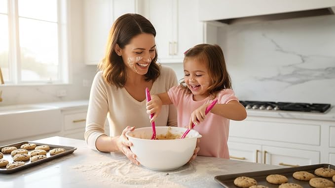 Reston Lloyd Cooking Spoon for Serving, Basting, Mixing, Heat Resistant, BPA Free Melamine 11 inch Utensil with Ergonomic Handle, Set of 6, Magenta