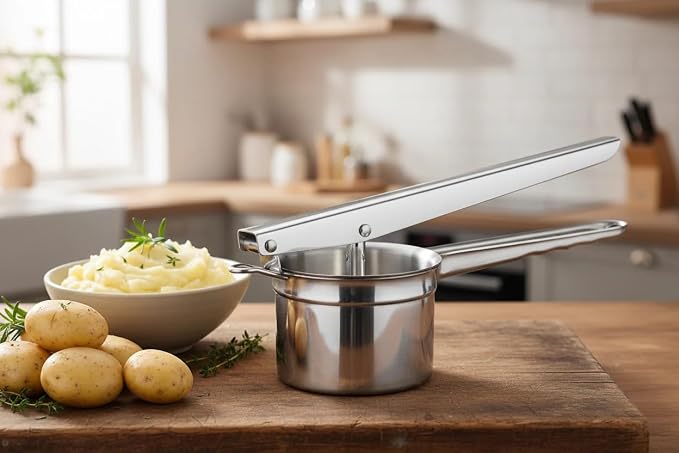 Cuisinox Potato Ricer, Heavy Duty Stainless Steel Potato Masher and Kitchen Tool, 3 Disks