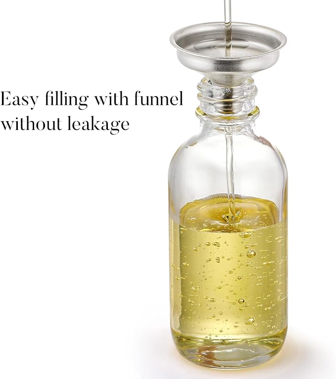 AOZITA Set of 4, 2 oz Golden Cap Clear Dropper Bottles (60ml) with 1 Funnel & 4 Labels - Glass Tincture Bottles for Essential Oils with Eye Droppers - Leak Proof Travel Bottles for Liquids