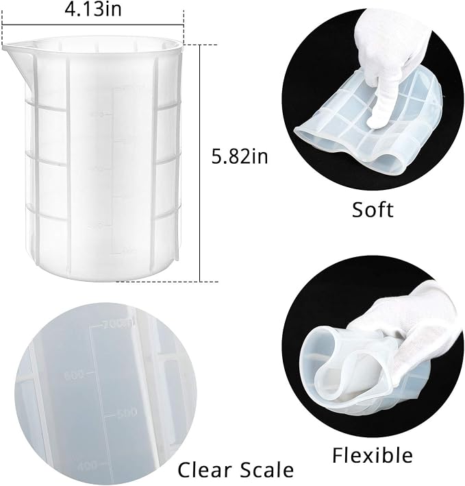 Gartful 700ml Extra Large Silicone Measuring Cups, Resin Mixing Cups for Epoxy, Jewelry Casting Molds, Acrylic Paint Pouring, Nonstick Reusable Craft Measuring Cups, 23 oz, Set of 2