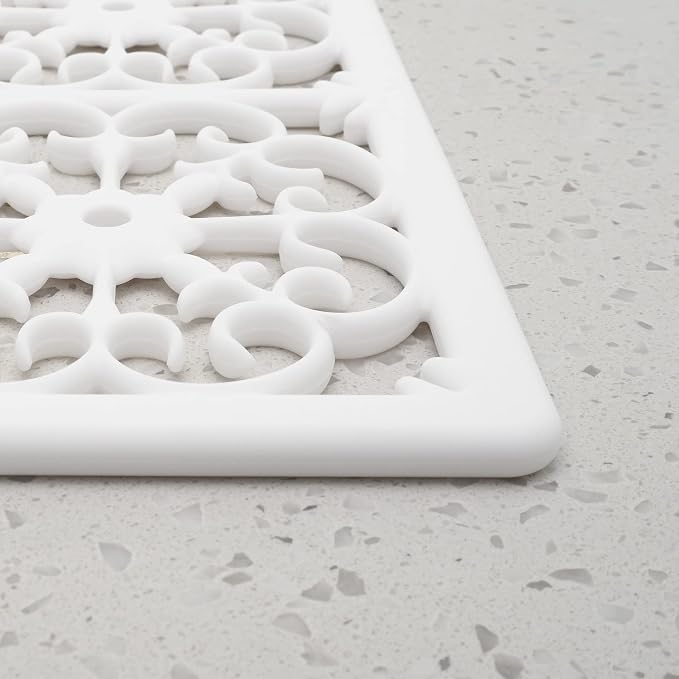 GASARÉ, Extra Large, Thick, Silicone Trivet for Hot Dishes, Pots, and Pans, Heat Resistant Mat for Countertop, Hot Pad for Kitchen, Easy to Clean, 21 x 12 x 3/8 Inches, White