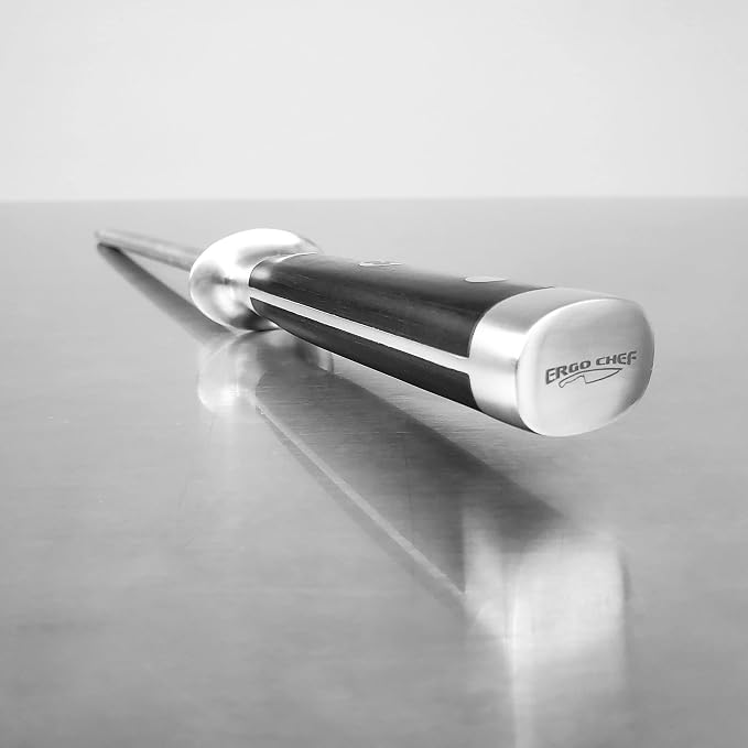 Ergo Chef Pro Series 2.0 Knife Sharpener - 9'' Magnetized Stainless Steel Honing Rod with Black Pakkawood Handle - Ideal for Home and Professional Knife Maintenance