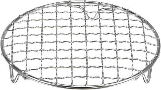 HARFINGTON Round Cooking Rack 6-inch 201 Stainless Steel Cross Wire Barbecue Grill Net with 20mm Legs for Cooking Baking Steaming BBQ