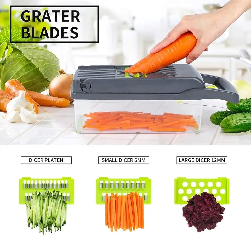 Premium Kitchen Multi 12 in 1 Manual Mandoline Fruit Vegetable Cutter Onion Dicer Veggie Slicer Vegetable Chopper