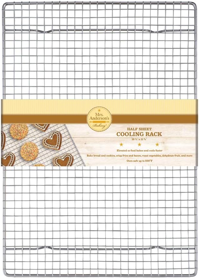 Mrs. Anderson's Baking Professional Cooling Rack, Heavy Duty Steel, Fits Half Sheet Pans, 16.5 x 11.875 x 0.625-Inches