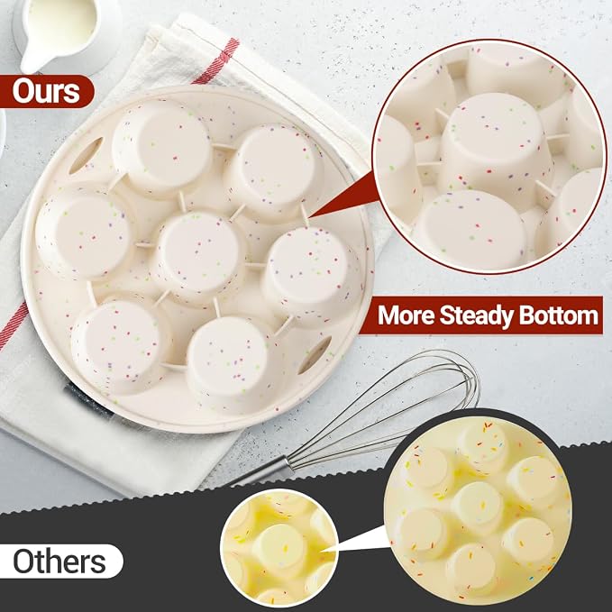 Silicone Muffin Pan for Air Fryer Oven Instant Pot, Nonstick 7 Cups Easy To Handle BPA Free for Baking Egg Bites Muffin Tart Cupcake Mini Quiche 2 Pack Confetti