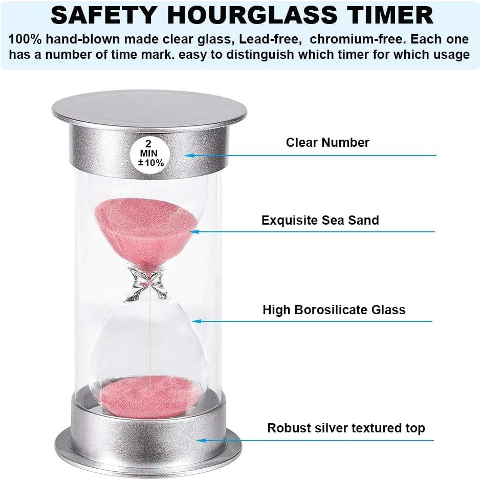 SuLiao 2 Minute Hourglass Timer Sand Clock： Unbreakable Pink Sand Watch 2 Min, Colorful Plastic Hour Glass Sandglass for Kids, Games, Decor, Classroom, Kitchen, Toothbrush Timer