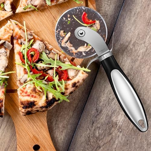 Stainless Steel Pizza Cutter, Pizza Cutter Wheel with Non-slip Handle, Dishwasher Safe Pizza Slicer, Kitchen Gadgets Home Essentials