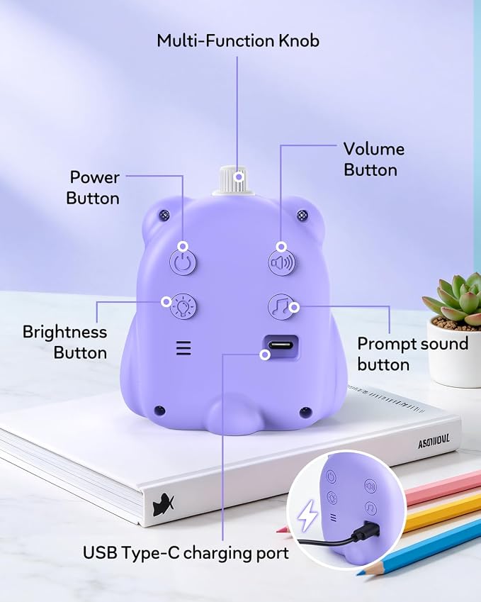 Visual Timer for Kids, 100 Min Digital Timer with Paused, Rechargeable Countdown/Up Timers, 3 Alarm, Silent, Vibrate & Sound Mod, Productivity Timers for ADHD, Classroom, Teacher, Exercise, Study