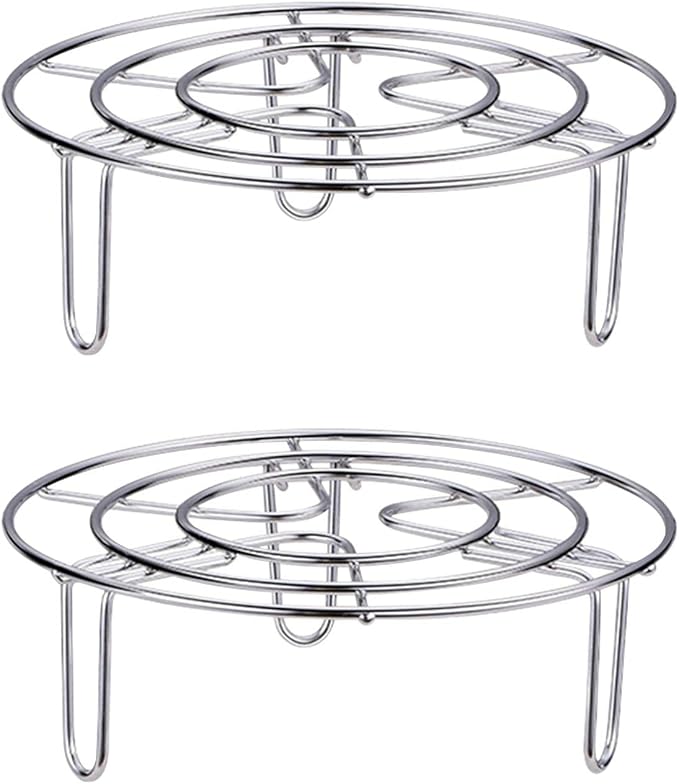 2Pcs Steam Rack, Heavy Duty Steaming Rack Stand, Stainless Steel Round Steamer Cooling Rack Trivet, Pot Steamer Insert Food Stand, Steaming Cookware Accessories(Size:15.5cm/6.1in)