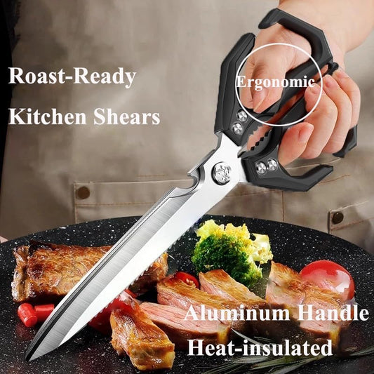 Extended Blade All Purpose Heavy Duty Kitchen Shears for Cooking BBQ, Ergonomi Roast Food Cutting Scissors Dishwasher Safe