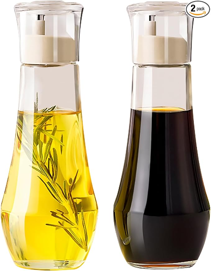 Summark Diamond Olive Oil Dispenser Bottle,Oil and Vinegar Dispenser for kitchen,Elegant Glass Cooking Oil Dispenser,Dispenser Bottle of 10 OZ - Set of 2