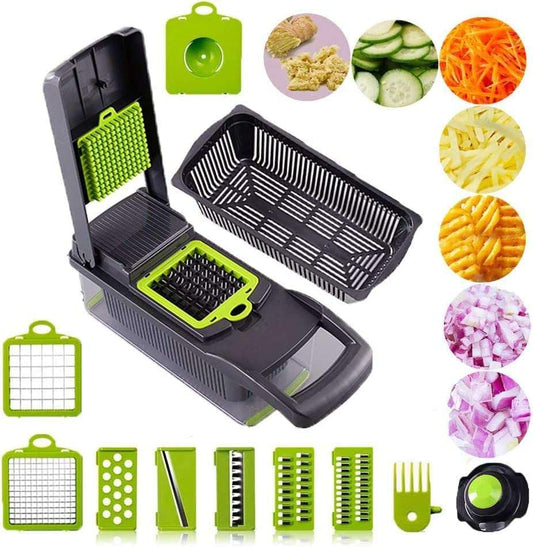 Pro Vegetable Chopper with 8 Blades:Mandoline Onion , Egg Separator Cutter,Food Slicer with Container for Kitchen