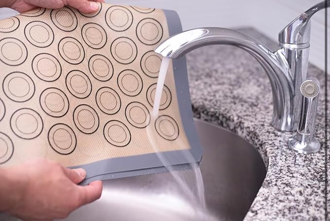 Macaron Baking Mat Silicone Non Stick, Full Sheet Reusable Pack of 10 Gray | Non-Stick Macaron Mat for Perfect Baking, Dishwasher & Oven Safe, For Macarons, Cookies, Bread and More, 16x24” (40x60cm)