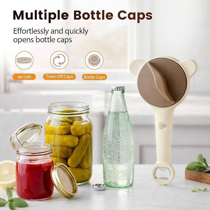 2026 New 4-in-1 Jar Opener - Adjustable Stainless Steel Lid Remover for Seniors & Arthritis Sufferers, Fits Kitchen Jars, Bottles & Cans (1PC)