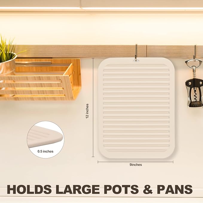 2 Pack Square Trivets for Hot Dishes | 9*12in Silicone Hot Pads for Kitchen,Hot Pots and Pans, Protect Table, Countertops, Heat Resistance to 480°F,Khaki