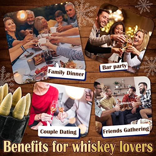 Gold Whiskey Stones Set, Mens Gifts for Him Dad Husband, Reusable Ice Cube for Drinking, Cool Burbon Scotch Cocktail Set, Anniversary Birthday Gifts Ideas for Men Christmas Stocking Stuffers