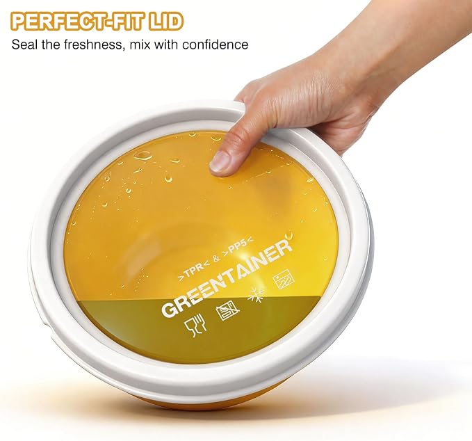 Greentainer Plastic Mixing Bowls with Lids Set for Kitchen, 6 Set Nesting Bowls for Mixing, Baking, Prepping, Cooking and Serving Food, Mixing Bowls Dishwasher, Microwave Safe