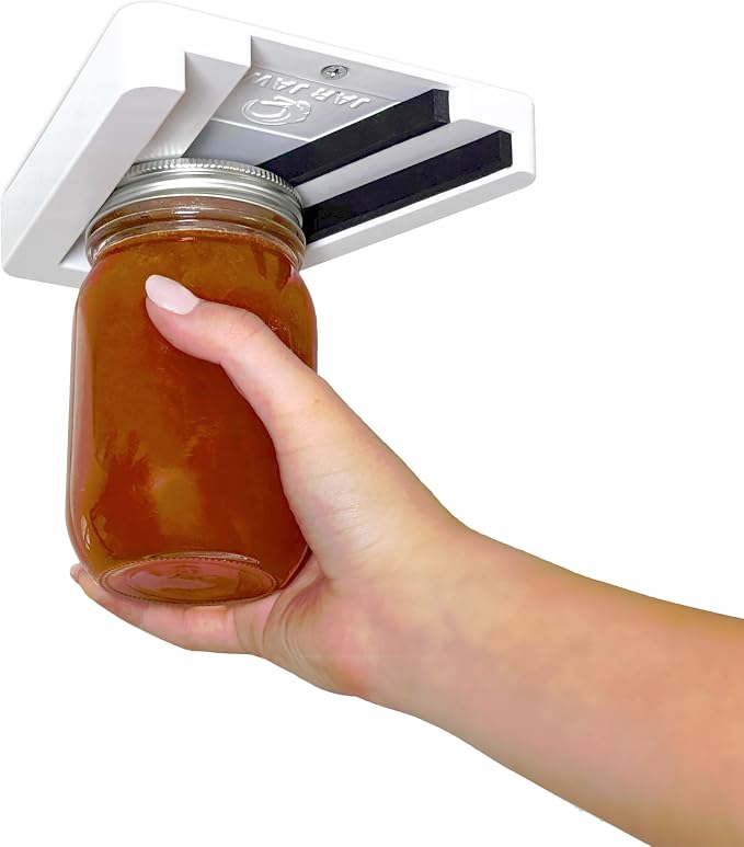 Jar Opener | Under Cabinet Jar Opener & Jar Closer for Weak Hands, Seniors, Arthritis, & One-Handed Use | Effortless Grip Jar, Bottle & Lid Opener | Kitchen Gadget Gift | Made in USA