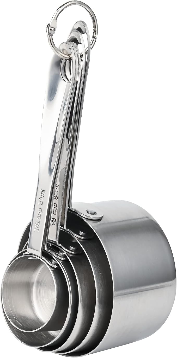 Stainless Steel Measuring Cups and Spoons Set of 12, 5 Dry Measuring Cups and 6 Measuring Spoons With Leveler for Kitchen