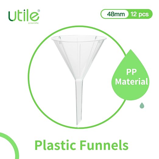 Utile 12pcs Plastic Analytical Funnel Set, PP Material, Top Diameter 40mm, Small Funnel for Lab Bottles, Recreational Activities, 4512.0012.12