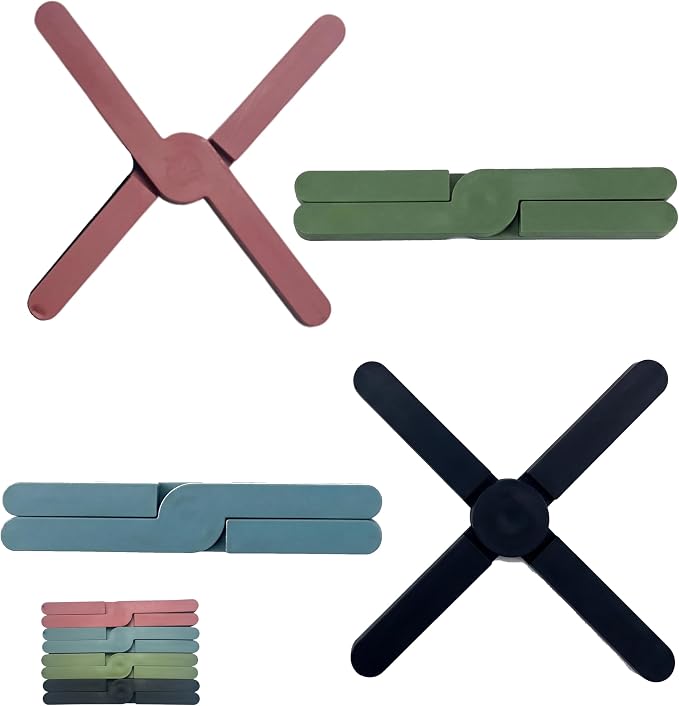 Silicone Trivets & Pot Holders 4 Pack | for Hot Dishes, Hot Pots & Pans, Anti-Slip Heat & Water Resistant Kitchen Pads