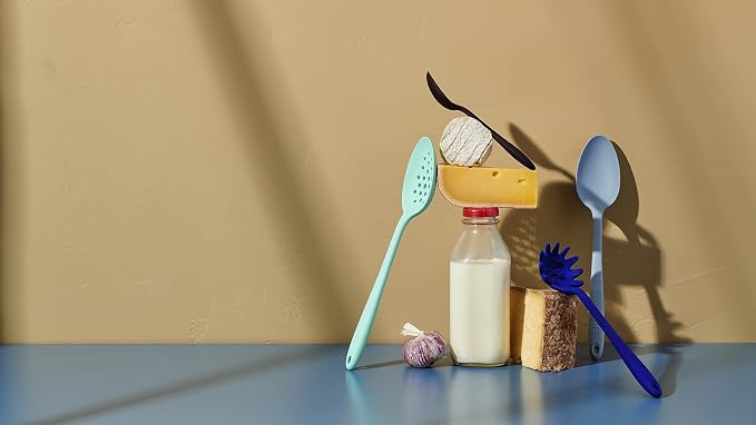 GIR: Get It Right Silicone Serving Spoon Perforated - 13 In Studio White Modern - Heat Resistant Up to 425°F - Dishwasher Friendly - Long-Handled Straining & Stirring