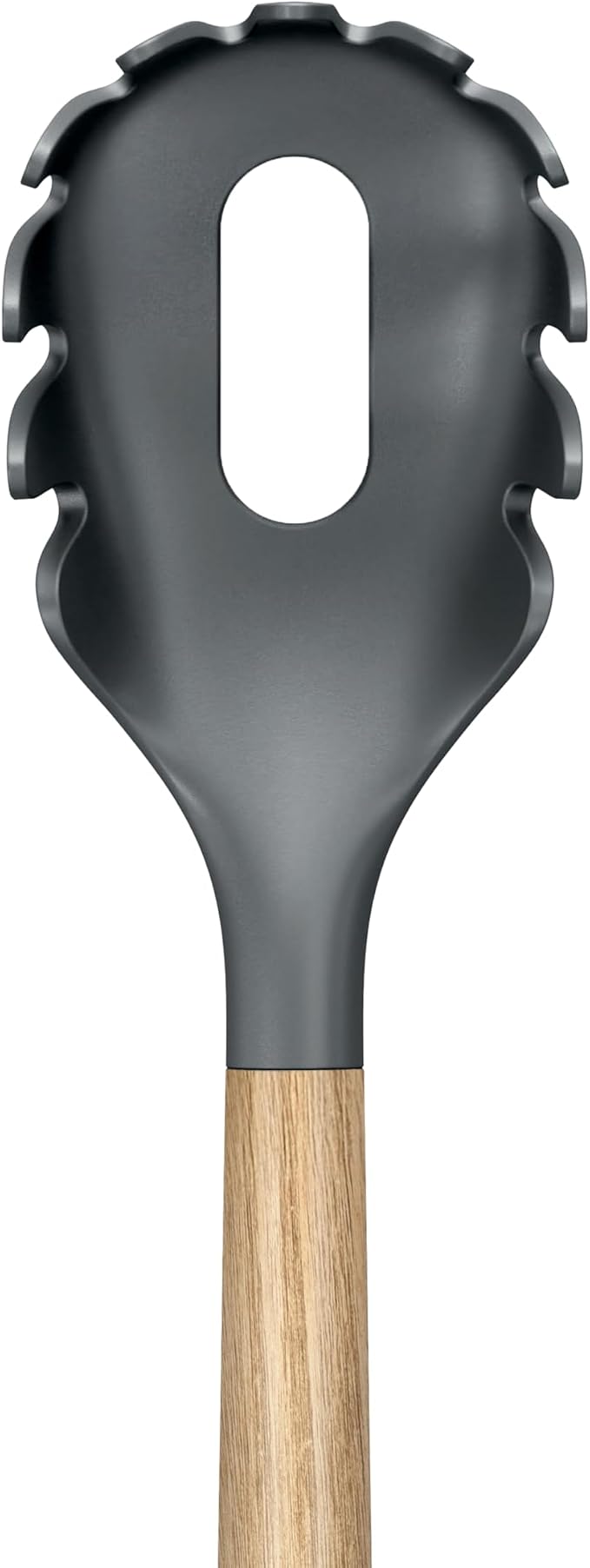 Zyliss Spaghetti Server Oak Wood – Durable Pasta Server with Heat-Resistant PBT Head, Non-Stick Safe Silicone Edge, FSC Oak Handle, Built-In Portion Gap, Perfect for Spaghetti and Long Noodles 11.9"